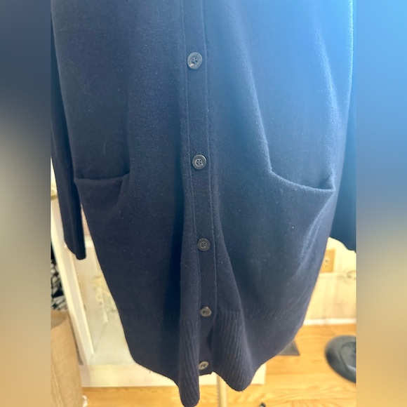 Iris Von Arnim Navy Cashmere Cardigan Duster Sz L Quiet Luxury Old Money Quality - Picture 3 of 16